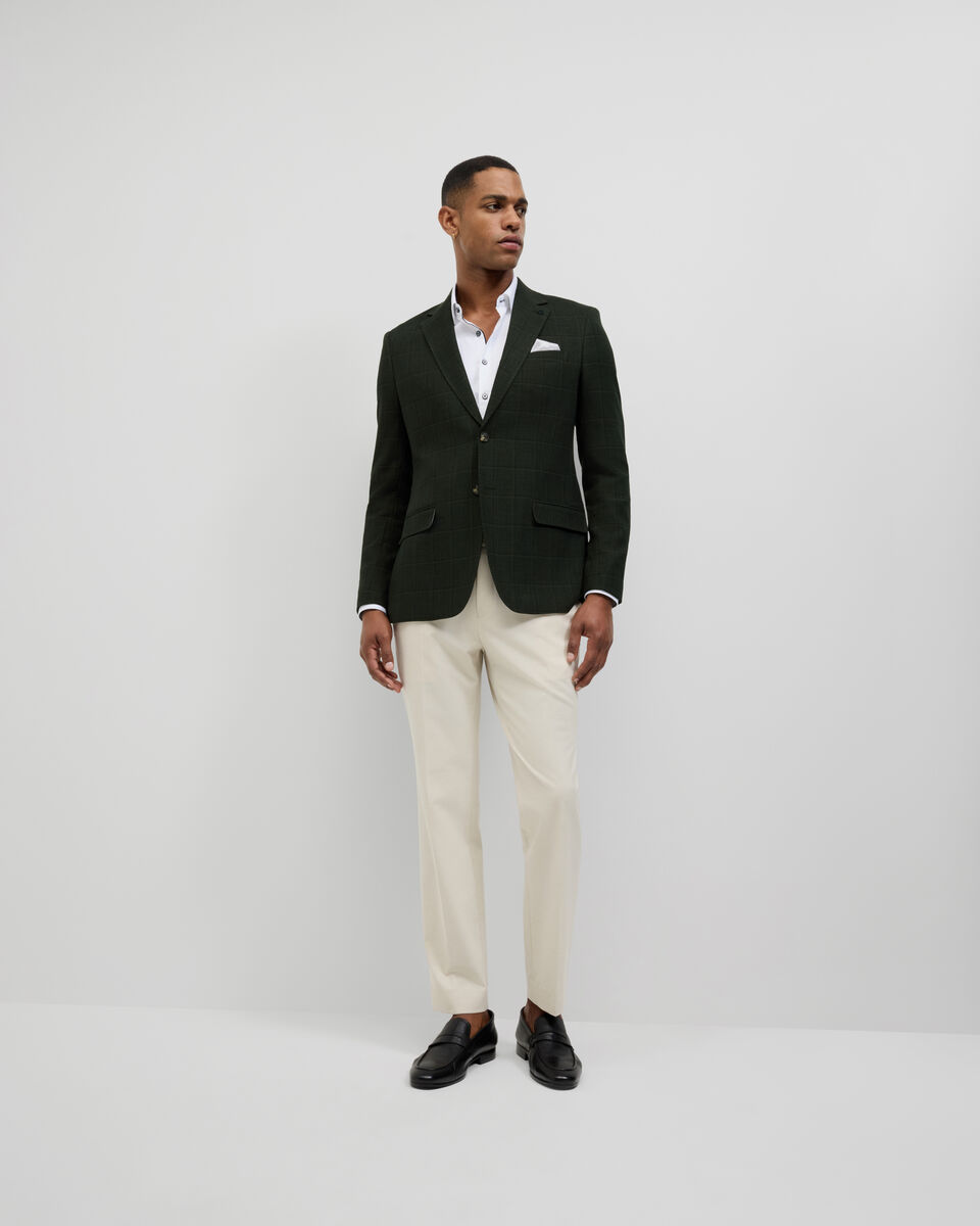 Windowpane Check Blazer, Khaki, hi-res